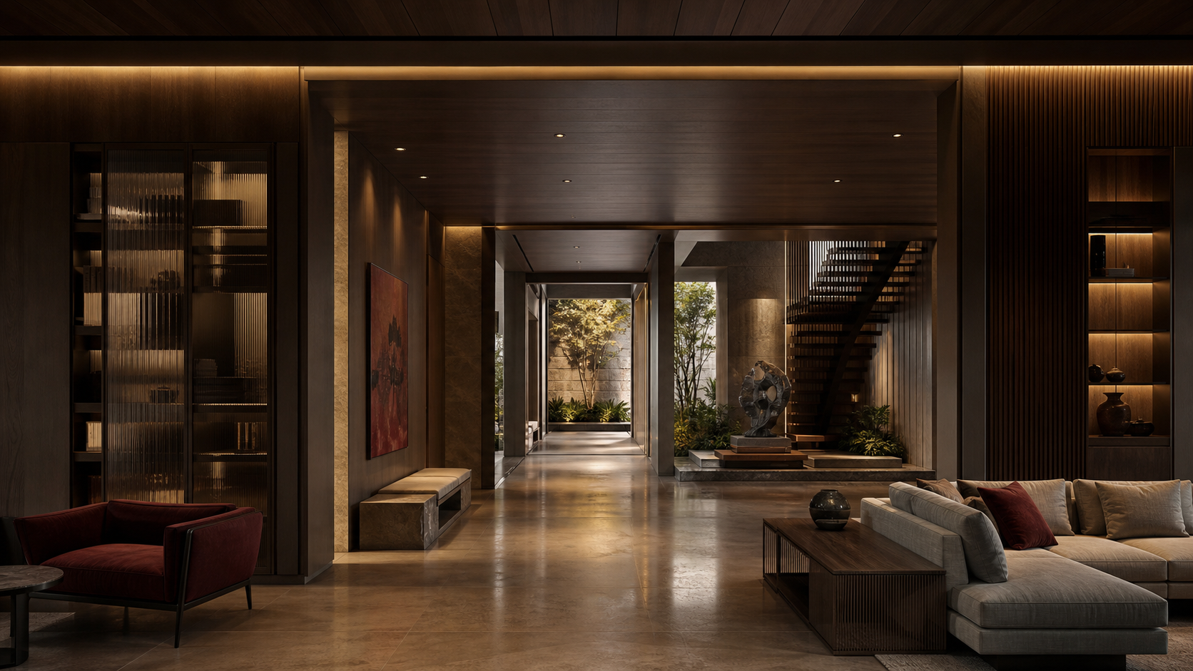 Contemporary interior made with premium materials